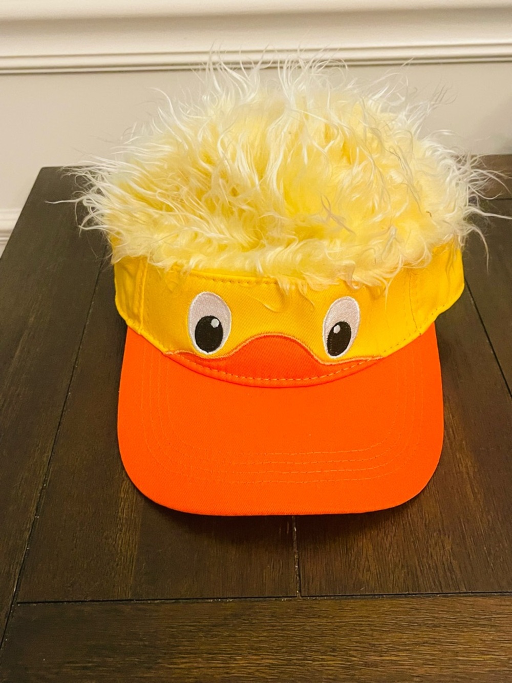 Novelty Duck hat with Fluffy Yellow Top and Orange Brim